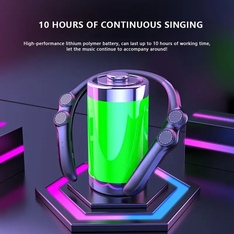 Ultra-Light 78g Wireless Neckband Bluetooth Speaker - High-Fidelity 3D Stereo Sound, 12-Hour Playtime, Built-in Mic for Home, Office & Outdoor Adventures