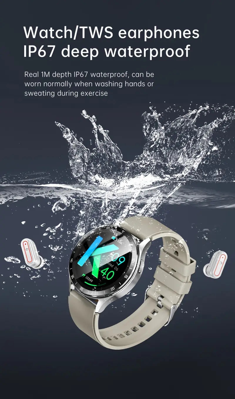 Smart Watch 1.39 inch Water Resistant, Bluetooth Calling / NFC / Heart Rate W/Earbuds