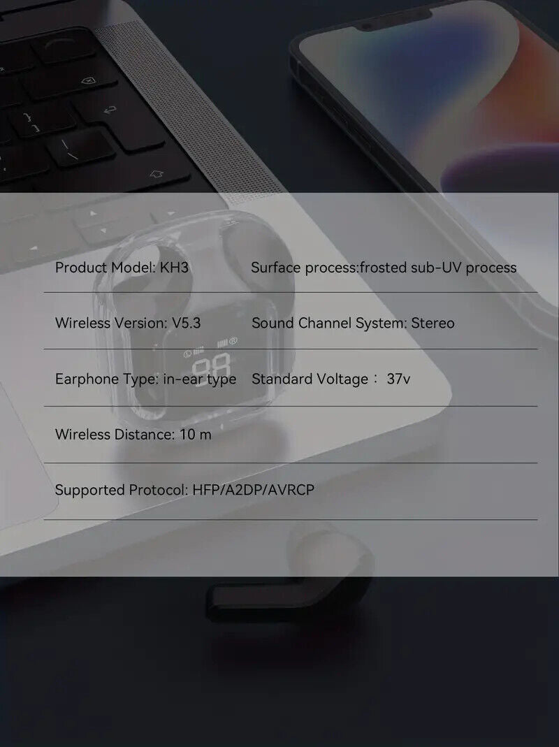 Premium TWS BT V5.3 Wireless Earbuds: IPX5 Waterproof, HiFi Sound, Quick Charge