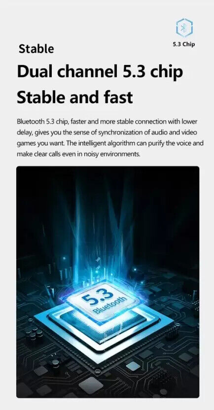 Gaming TWS Bluetooth 5.3 Earbuds - 10H Playtime, Stylish & Sweat-Resistant!