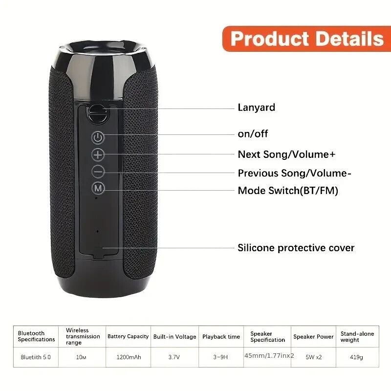 Portable Bluetooth Speaker: Dust-Resistant, 10hr Play, Stereo Sound