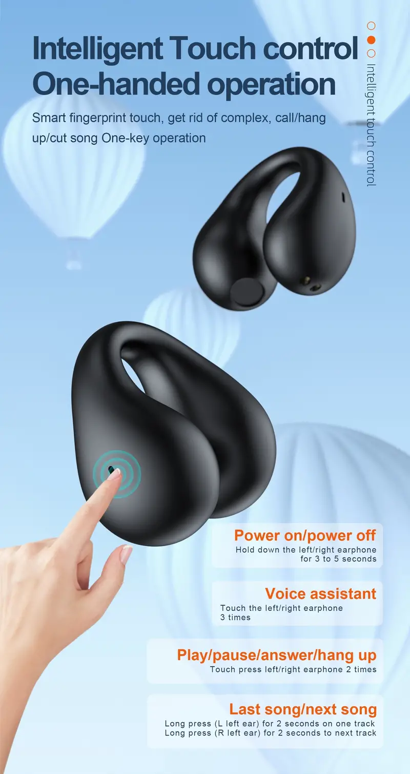 High-Quality Wireless Bluetooth Earhook Earbuds - Sport Ready, Bone Conduction