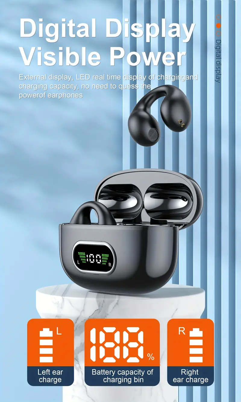 High-Quality Wireless Bluetooth Earhook Earbuds - Sport Ready, Bone Conduction