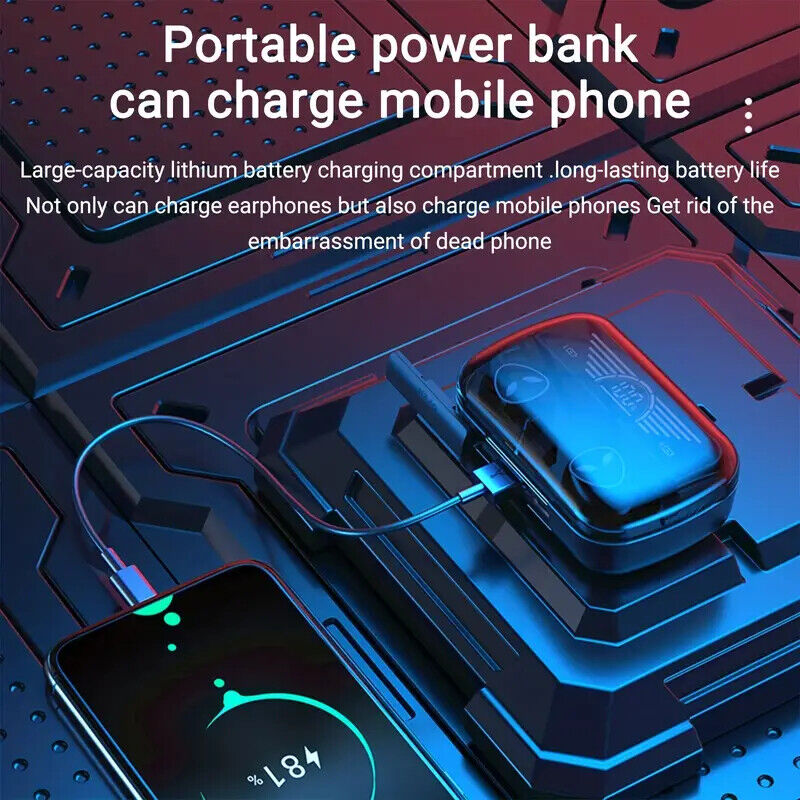 Deluxe Wireless Earphones: Waterproof, Power Bank & 360° Sound