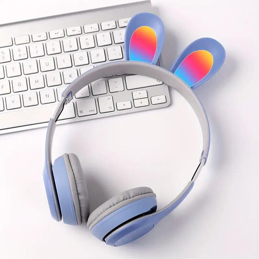 Adorable Cat Ear Over-Ear Headphones Wireless, Foldable, A+ Sound Quality - Blue