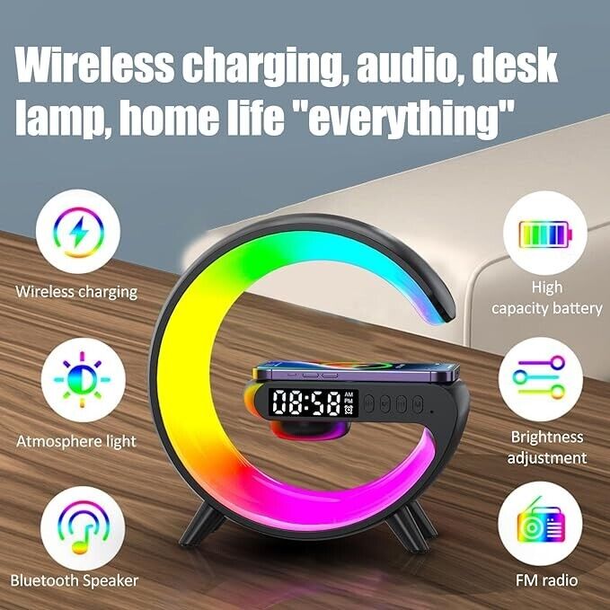 Multifunctional Mini Speaker: Wireless Charging, RGB Night Light, Super Snazzy!