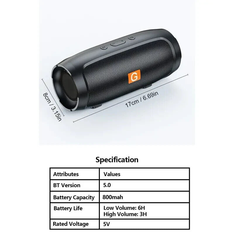 Premium Portable Bluetooth Speaker - HiFi 360° Surround Sound, 8Hr Battery