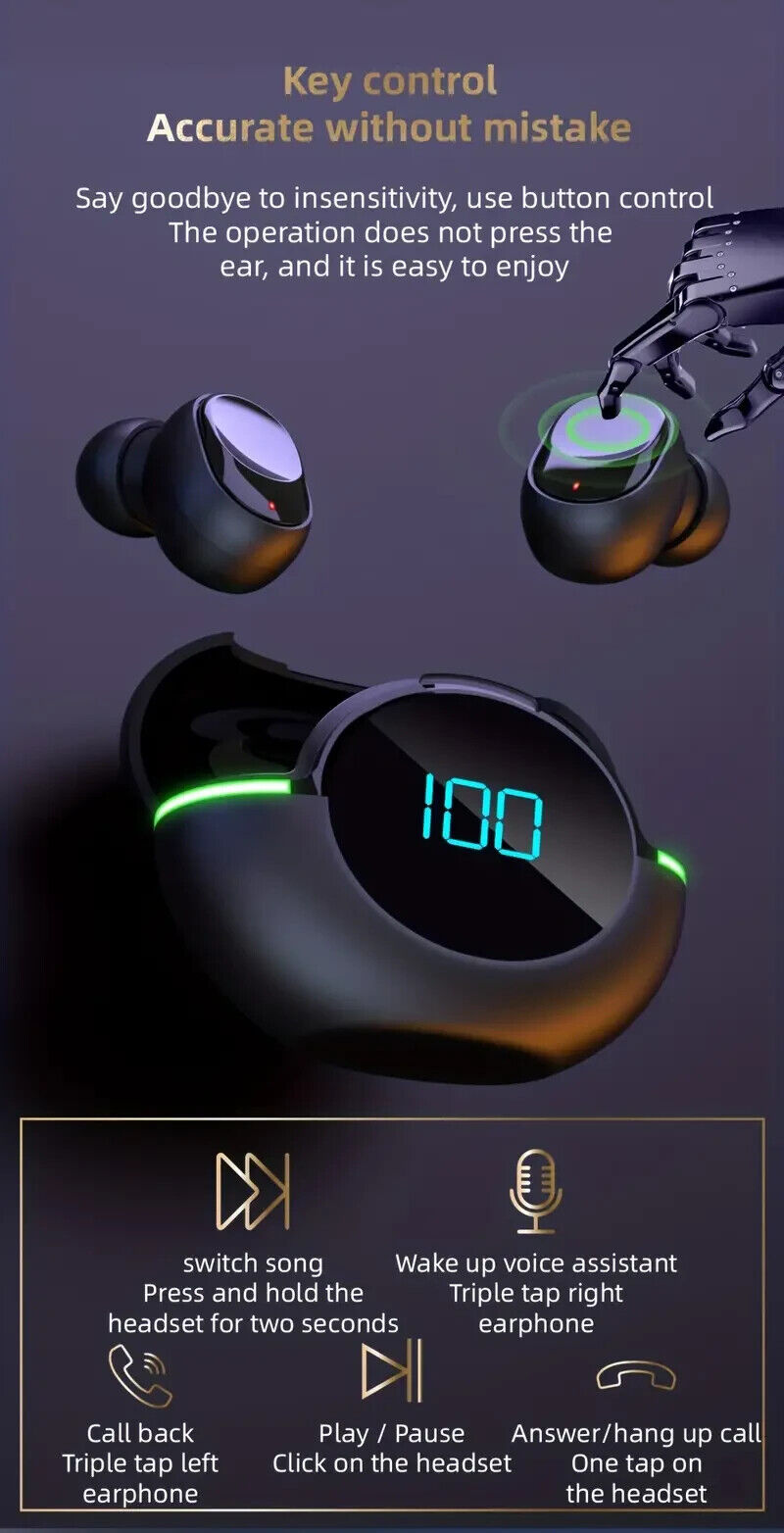 Top-Quality Bluetooth Earbuds: Waterproof, Touch Control, Fast Charging Magic!