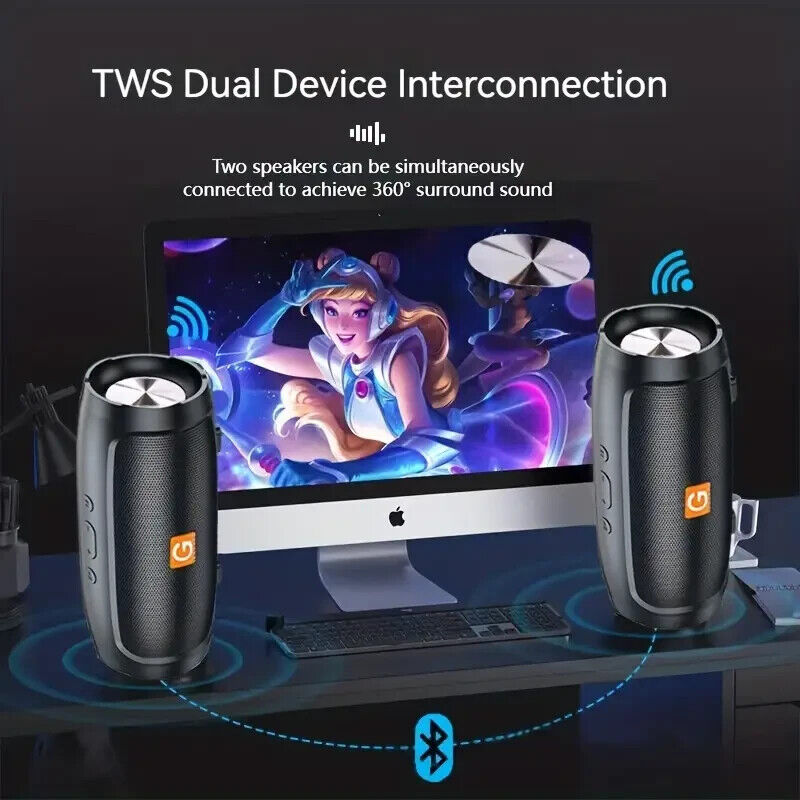 Premium Portable Bluetooth Speaker - HiFi 360° Surround Sound, 8Hr Battery