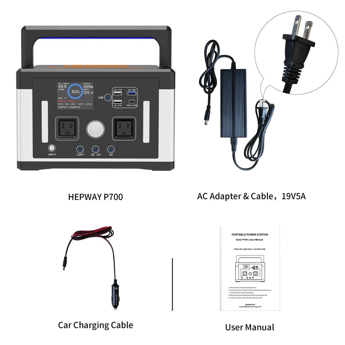Hepway 700W Portable Power Station | Solar Generator, Camping, RV, Emergency Power