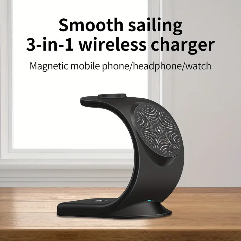 Magnetic Magic: 3-in-1 Fast Charger Stand – Charge iPhone, iWatch, & AirPods with Flair!