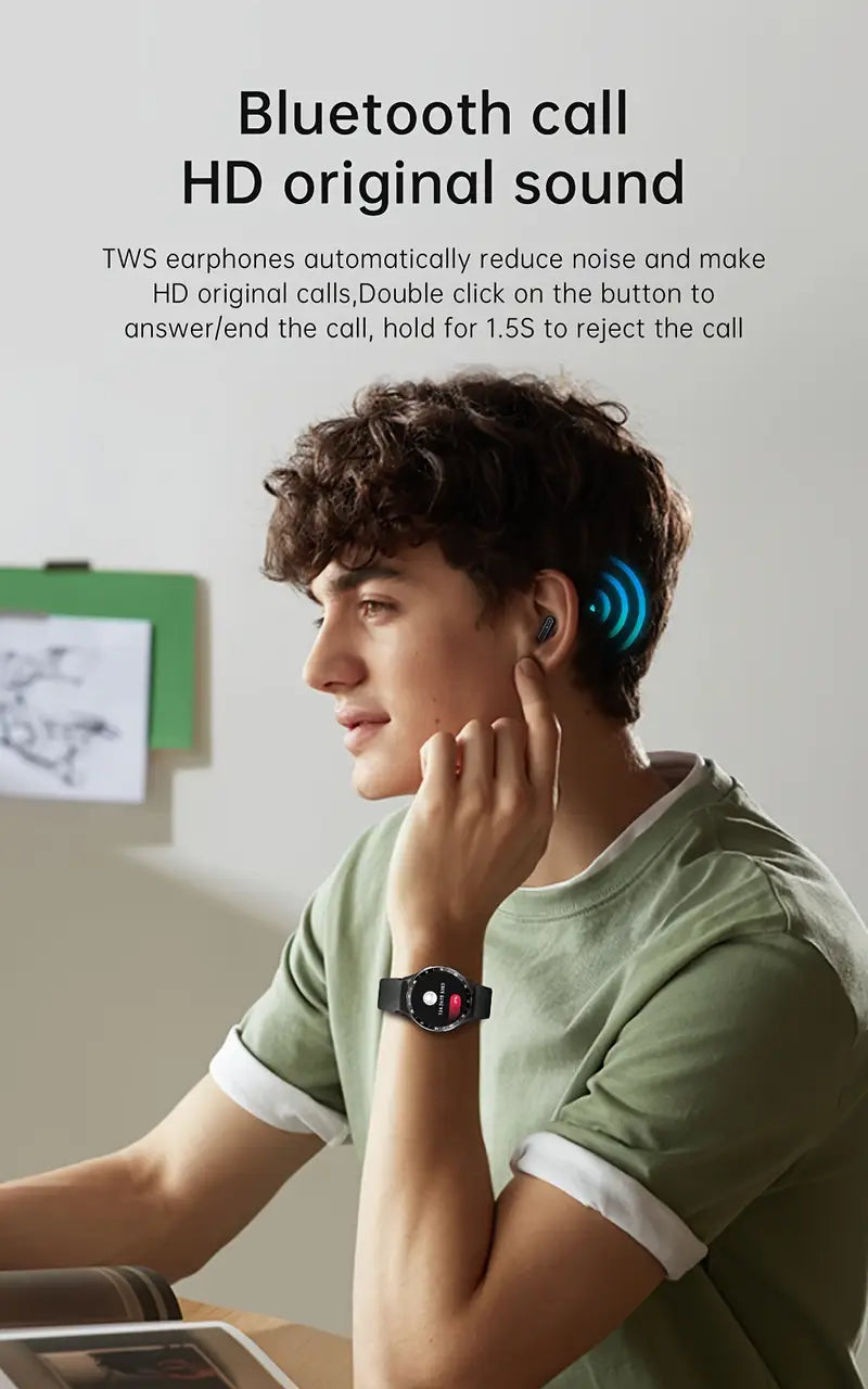 Smart Watch 1.39 inch Water Resistant, Bluetooth Calling / NFC / Heart Rate W/Earbuds