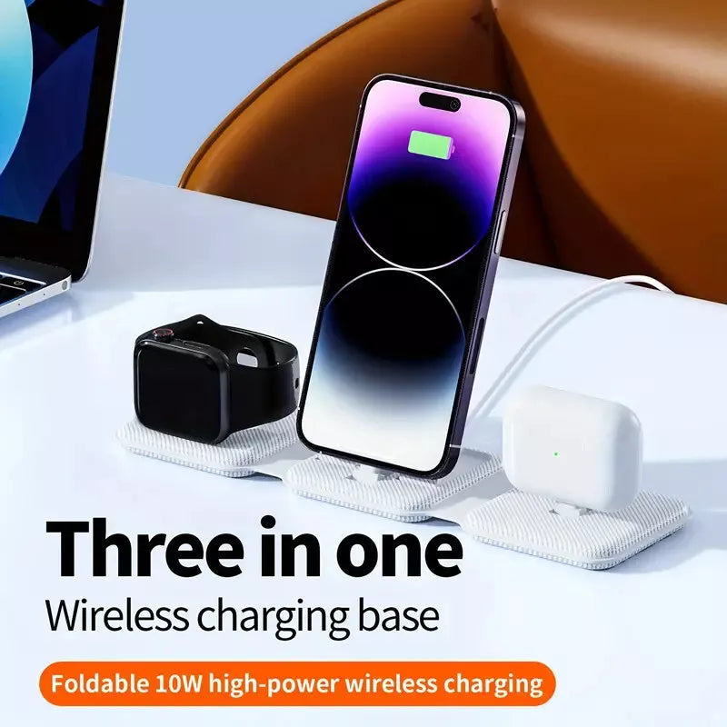 3-in-1 Wireless Quick Charger for iPhone, iWatch & AirPods – Fast & Portable