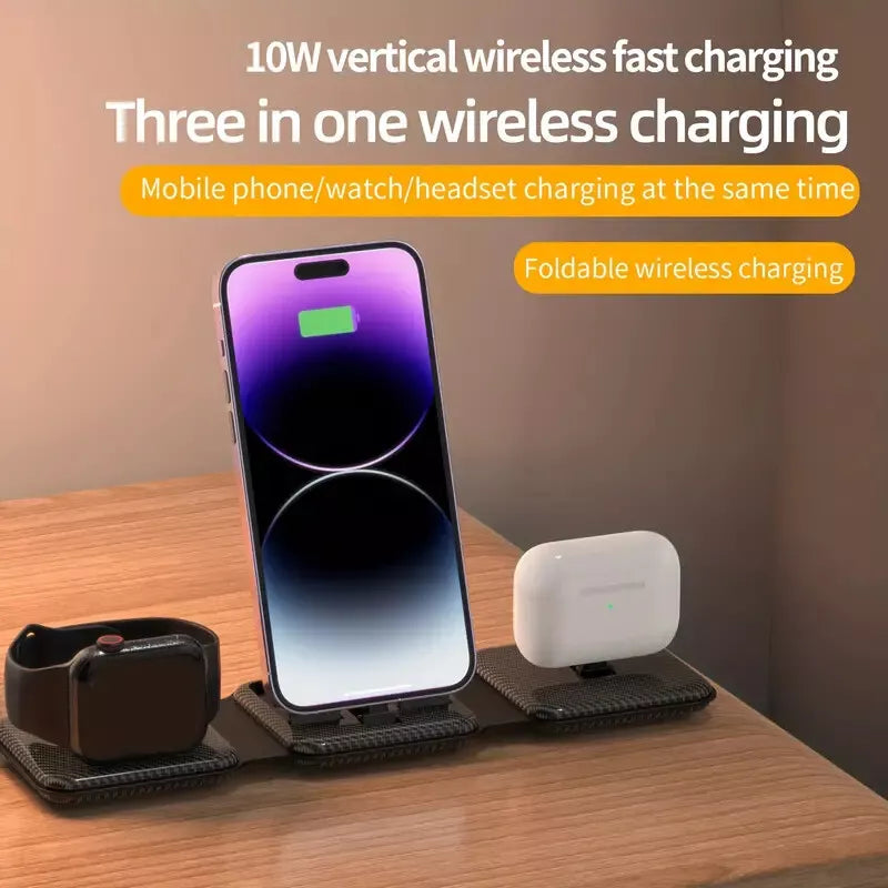 3-in-1 Wireless Quick Charger for iPhone, iWatch & AirPods – Fast & Portable