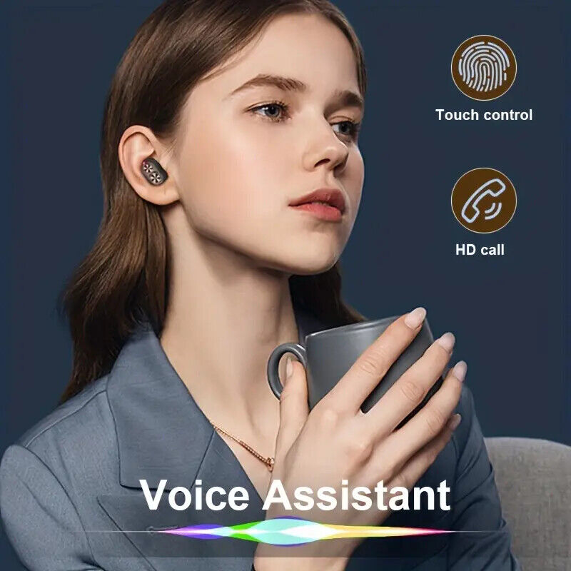 Premium Water Resistant Bluetooth Earbuds with LED Display & Charging Case