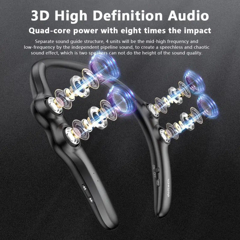 Ultra-Light 78g Wireless Neckband Bluetooth Speaker - High-Fidelity 3D Stereo Sound, 12-Hour Playtime, Built-in Mic for Home, Office & Outdoor Adventures