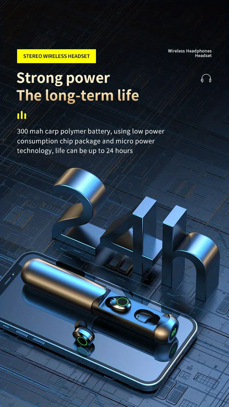 Premium TWS Earbuds: HiFi Sound, HD Display, Waterproof, For Smartphones