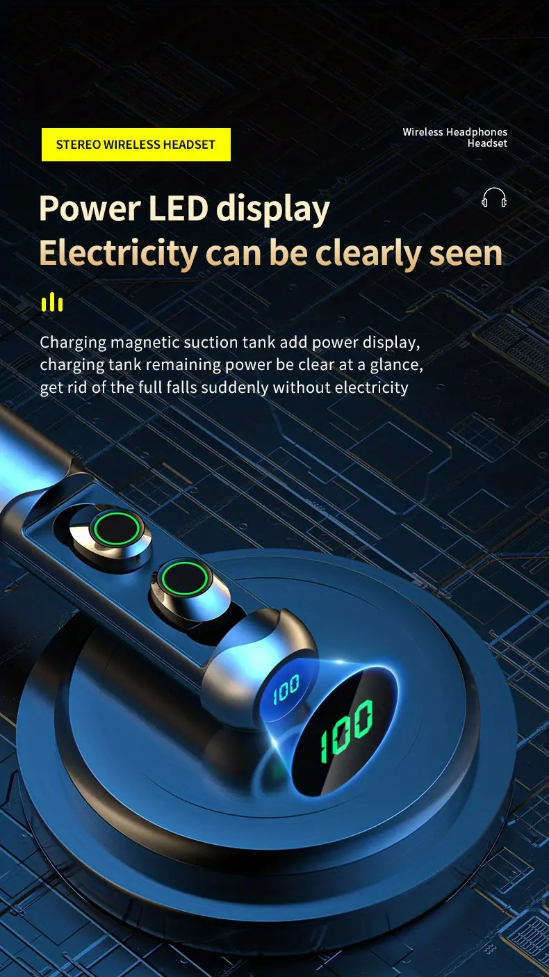 Premium TWS Earbuds: HiFi Sound, HD Display, Waterproof, For Smartphones
