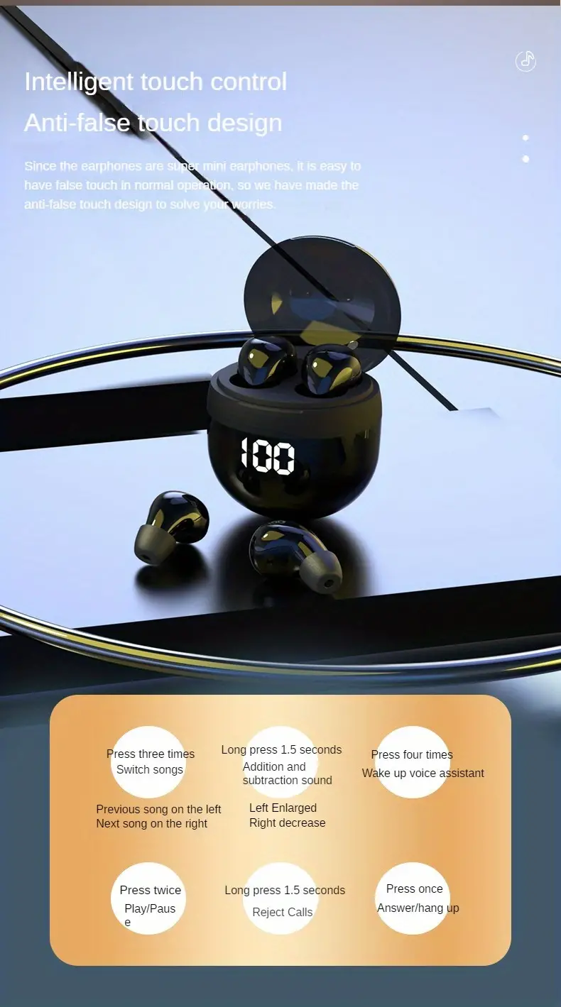 Ultra-Compact Bluetooth Earbuds: Crystal Audio, 24Hr Play, Touch Interface!