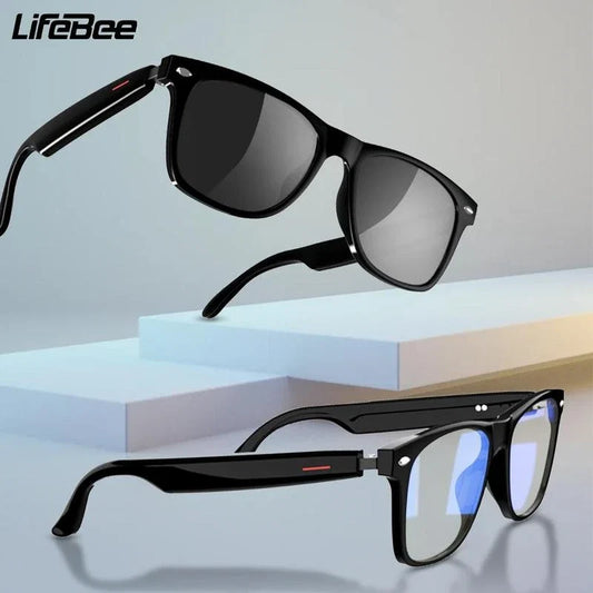 LIFEBEE LFEBEE Smart Glasses for Fall, 1 Count Wireless-compatible Smart Glasses with Voice Control, UV Protective Glasses for Outdoor Sports, Smart Glasses - Color: Dark Green, Specification: Sunglasses