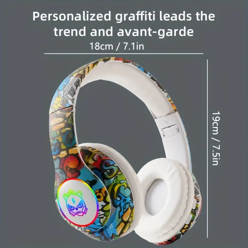 Graffiti Foldable BluetoothGaming Headset - Stylish Design, Noise Cancelling