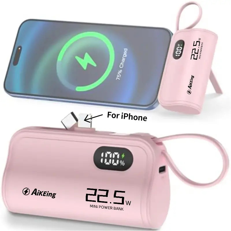 Aikeing Capsule Mini Mobile Power Bank - Ultra-Compact 5800mAh Portable Charger