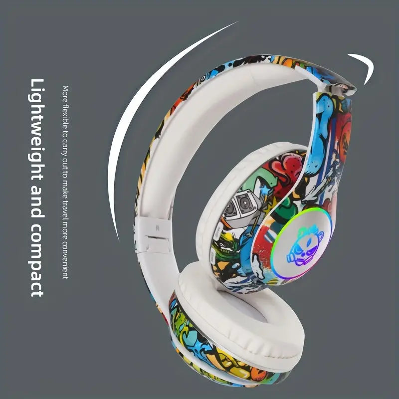 Graffiti Foldable BluetoothGaming Headset - Stylish Design, Noise Cancelling