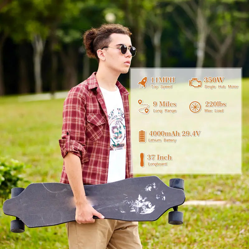 Sanopy x FRAZCOM Electric Skateboard | Powerful 350W Motor, 12.4 MPH