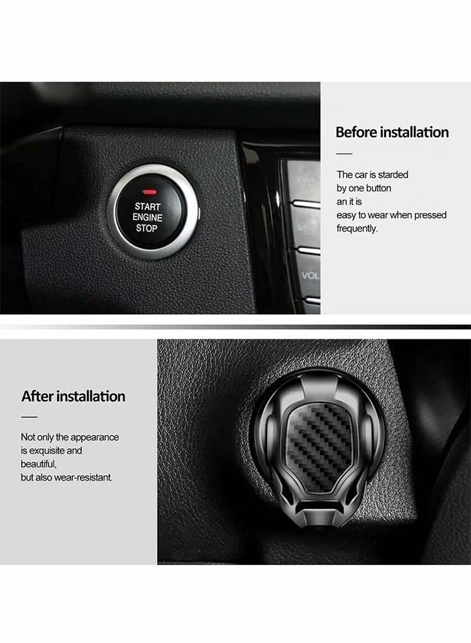 Car Push Start Button Cover, Engine Stop Protective Cover Decoration, Interior Modification Accessories to (Black)