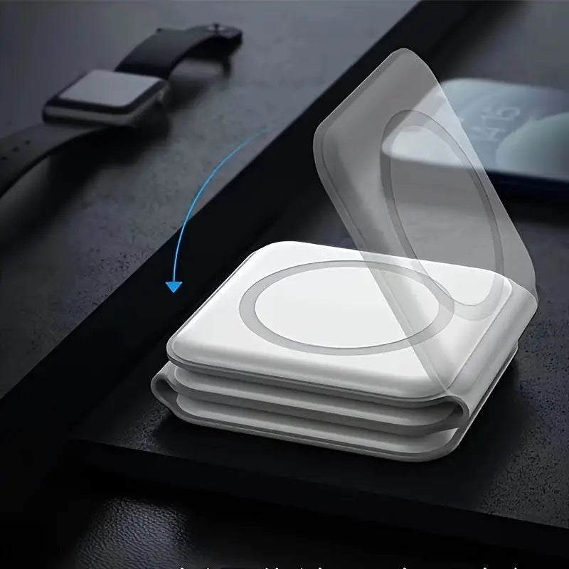 3-in-1 Charger: Fast Wireless Station for iPhone, Android & More – Foldable, Lightweight, Portable