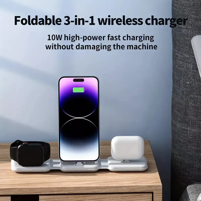 3-in-1 Wireless Quick Charger for iPhone, iWatch & AirPods – Fast & Portable