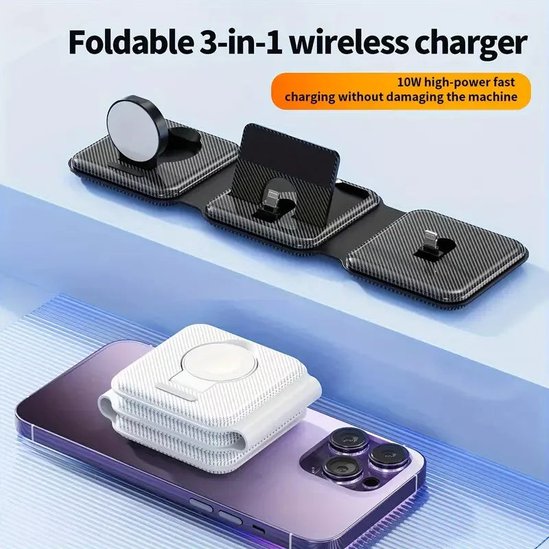 3-in-1 Wireless Quick Charger for iPhone, iWatch & AirPods – Fast & Portable