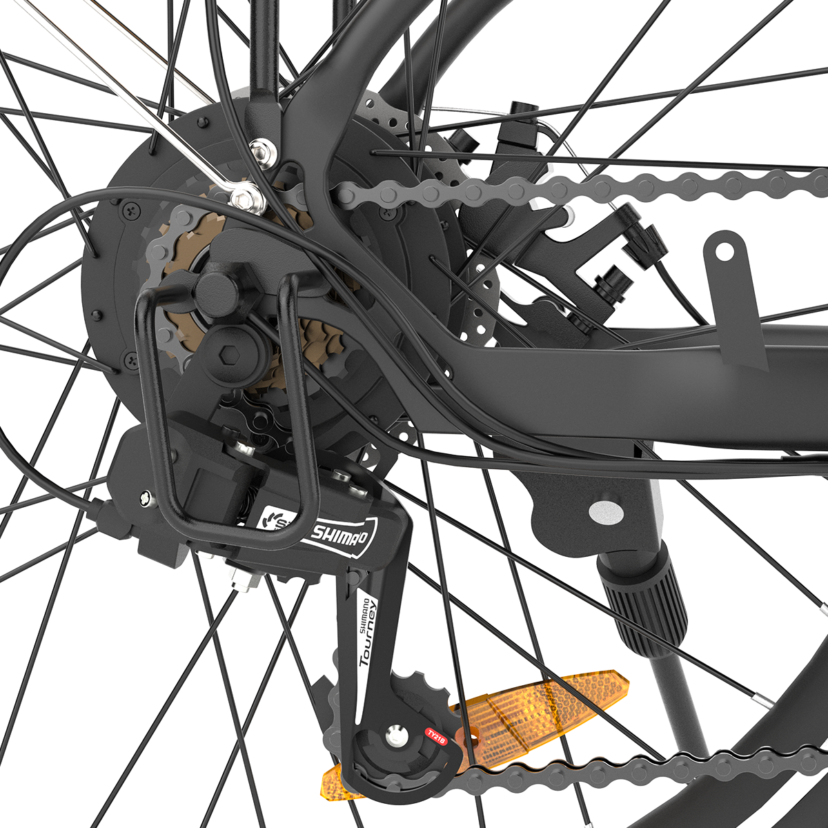 ESKUTE C100 Electric City Bike - 500W Peak Motor, 26" Step-Thru, 7-Speed, 40Mi Range, Front Suspension